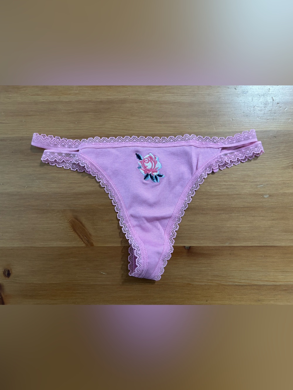 Victoria’s Secret PINK thong with rose motif